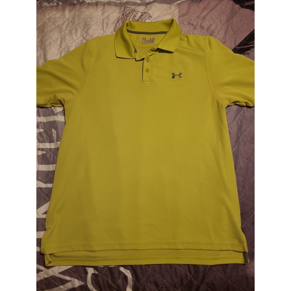 Under Armour Loose Heat Gear Performance Polo Shirt Mens Large Neon Green